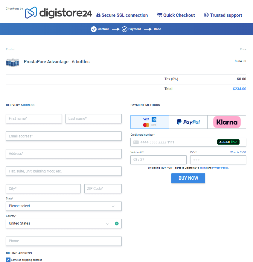 ProstaSlim order page